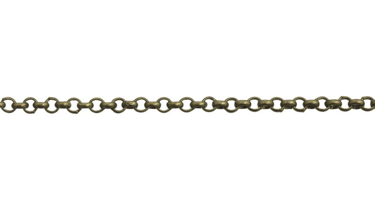 JewelrySupply 2mm Antique Brass Plated Rolo Chain (Priced per Foot)